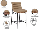 Burke Vegan Leather Bar Stool - Contemporary Design with Matte Black Frame and Walnut Wood Accent