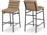 Burke Vegan Leather Bar Stool - Contemporary Design with Matte Black Frame and Walnut Wood Accent