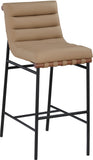Burke Vegan Leather Bar Stool - Contemporary Design with Matte Black Frame and Walnut Wood Accent