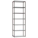 Kate 78-inch 5-shelf Glass Bookshelf Black Nickel