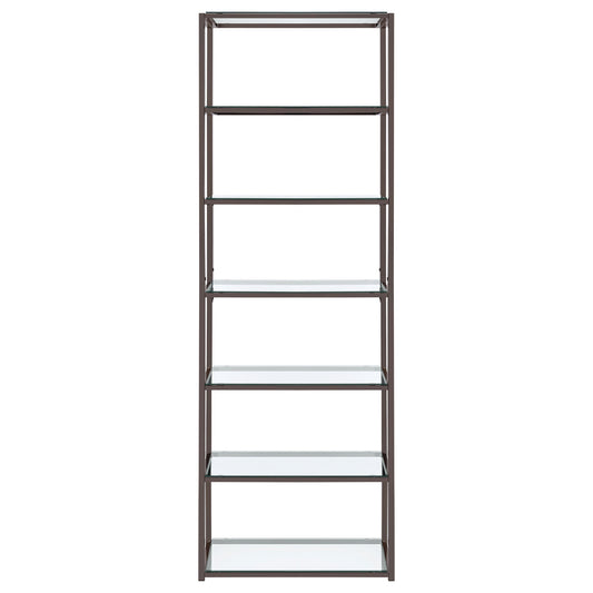 Kate 78-inch 5-shelf Glass Bookshelf Black Nickel