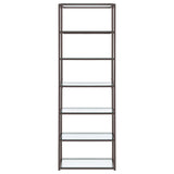 Kate 78-inch 5-shelf Glass Bookshelf Black Nickel