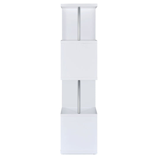 Baxter 67-inch 4-shelf Bookshelf White and Chrome