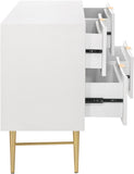 Modernist Engineered Wood Dresser with Sculptural Design and Gold Accents for Chic Interiors