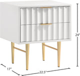 Modernist Night Stand – Industrial Style with Sculptural Design, Gold Accents, and Chic Finish