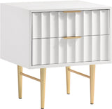 Modernist Night Stand – Industrial Style with Sculptural Design, Gold Accents, and Chic Finish