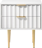 Modernist Night Stand – Industrial Style with Sculptural Design, Gold Accents, and Chic Finish