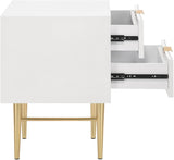 Modernist Night Stand – Industrial Style with Sculptural Design, Gold Accents, and Chic Finish