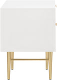 Modernist Night Stand – Industrial Style with Sculptural Design, Gold Accents, and Chic Finish