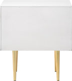 Modernist Night Stand – Industrial Style with Sculptural Design, Gold Accents, and Chic Finish
