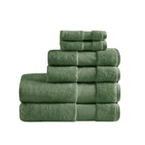 Turkish Cotton 6-Piece Bathroom Towel Set, Green