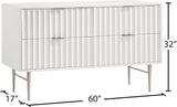 Modernist Engineered Wood Dresser with Sculptural Design and Gold Accents for Chic Interiors