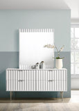 Modernist Engineered Wood Dresser with Sculptural Design and Gold Accents for Chic Interiors