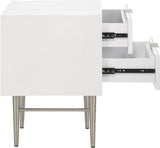 Modernist Night Stand – Industrial Style with Sculptural Design, Gold Accents, and Chic Finish