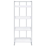 Ember 68-inch 4-shelf Bookshelf White High Gloss and Chrome