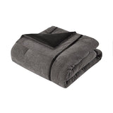 7 Piece Micro Corduroy Comforter Set, Grey