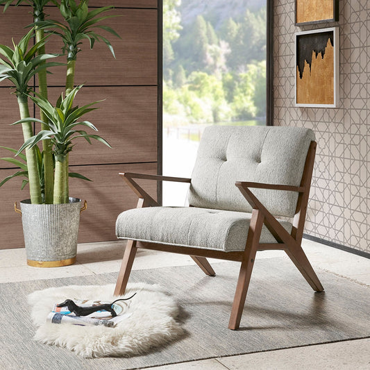 Modern Mid-Century Wood Lounge Chair, Light Grey *