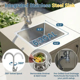Wholesale Outdoor Aluminum Sink Cabinet - 6.3GAL SS, 1-Door RustProof