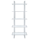 Hartford 79-inch 5-shelf Glass Bookshelf Chrome