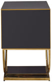 Alyssa Contemporary Side Table with Stunning Gold Stainless Steel Base and Dual Drawer Storage Solutions
