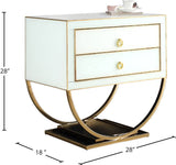 Alyssa Contemporary Side Table with Stunning Gold Stainless Steel Base and Dual Drawer Storage Solutions
