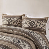 Wholesale 5 Piece Geometric Stripe Herringbone Comforter Set, Brown