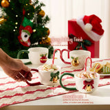Kook Christmas Ceramic Mugs with Gold Design, 10 oz