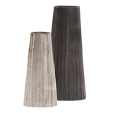 Silver Chiseled Metal Vase