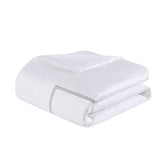 Cotton Sateen Luxury Comforter/Duvet Cover Set, White/Gray