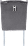 Suri Velvet Dining Chairs - Elegant High Back Design with Chrome Nailheads and Timeless Wood Legs