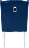 Suri Velvet Dining Chairs - Elegant High Back Design with Chrome Nailheads and Timeless Wood Legs