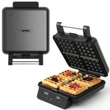 Stainless Steel Waffle Maker 4 Slices with Quick Heat-Up