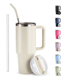 Kook 40 oz Stainless Steel Tumbler, Straw & Handle
