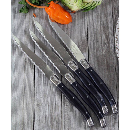 French Home Laguiole Steak Knives, Set of 4, Black