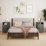 Nightstand with Charging Station Wooden Rustic 2 Count