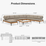 PURPLE LEAF Sicilia U-Shaped Modular Outdoor Sectional with Sunbrella Taupe Cushions Flexible Layout for Luxury Resort-Style Patio
