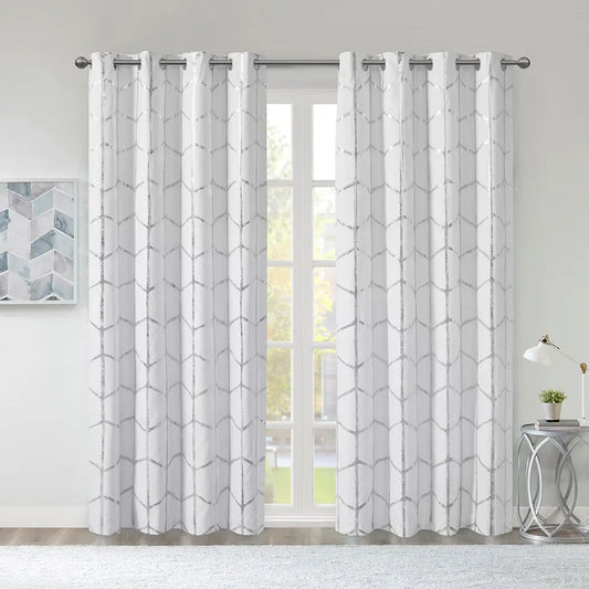 Wholesale Metallic (Max Blackout) Window Panel, White/Silver