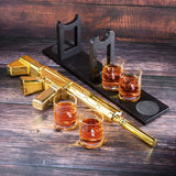 AR15 Gold Whiskey Decanter Set with 4 Bullet Whiskey Glasses