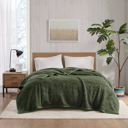 Soft Cozy Winter Cottage Berber Blanket, Green