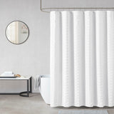 Geometric Tufted Shower Curtain, White