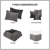 7 Piece Micro Corduroy Comforter Set, Grey