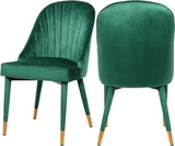 Belle Velvet Dining Chair Set - Luxurious Contemporary Design with Gold-Tipped Legs and Comfort