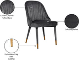 Belle Velvet Dining Chair Set - Luxurious Contemporary Design with Gold-Tipped Legs and Comfort