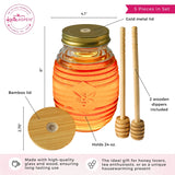 Glass Bee Honey Jar with Dipper Set 24 oz