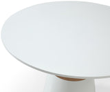 Hans Round White Lacquer Dining Table with Gold Stripes - Modern High Gloss Design for Any Space