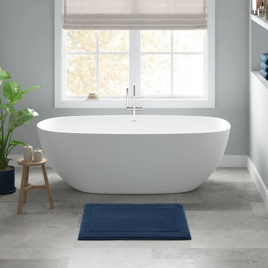 100% Cotton Tufted 3000 Gsm Reversible Bath Rug, Navy