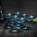 Cobalt Blue Colored Champagne Coupe Glasses 12oz Set of 6