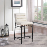 Burke Contemporary Counter Stool - Stylish Vegan Leather, Walnut Wood & Matte Black Frame Design