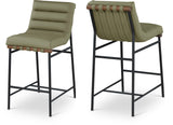 Burke Contemporary Counter Stool - Stylish Vegan Leather, Walnut Wood & Matte Black Frame Design