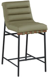 Burke Contemporary Counter Stool - Stylish Vegan Leather, Walnut Wood & Matte Black Frame Design